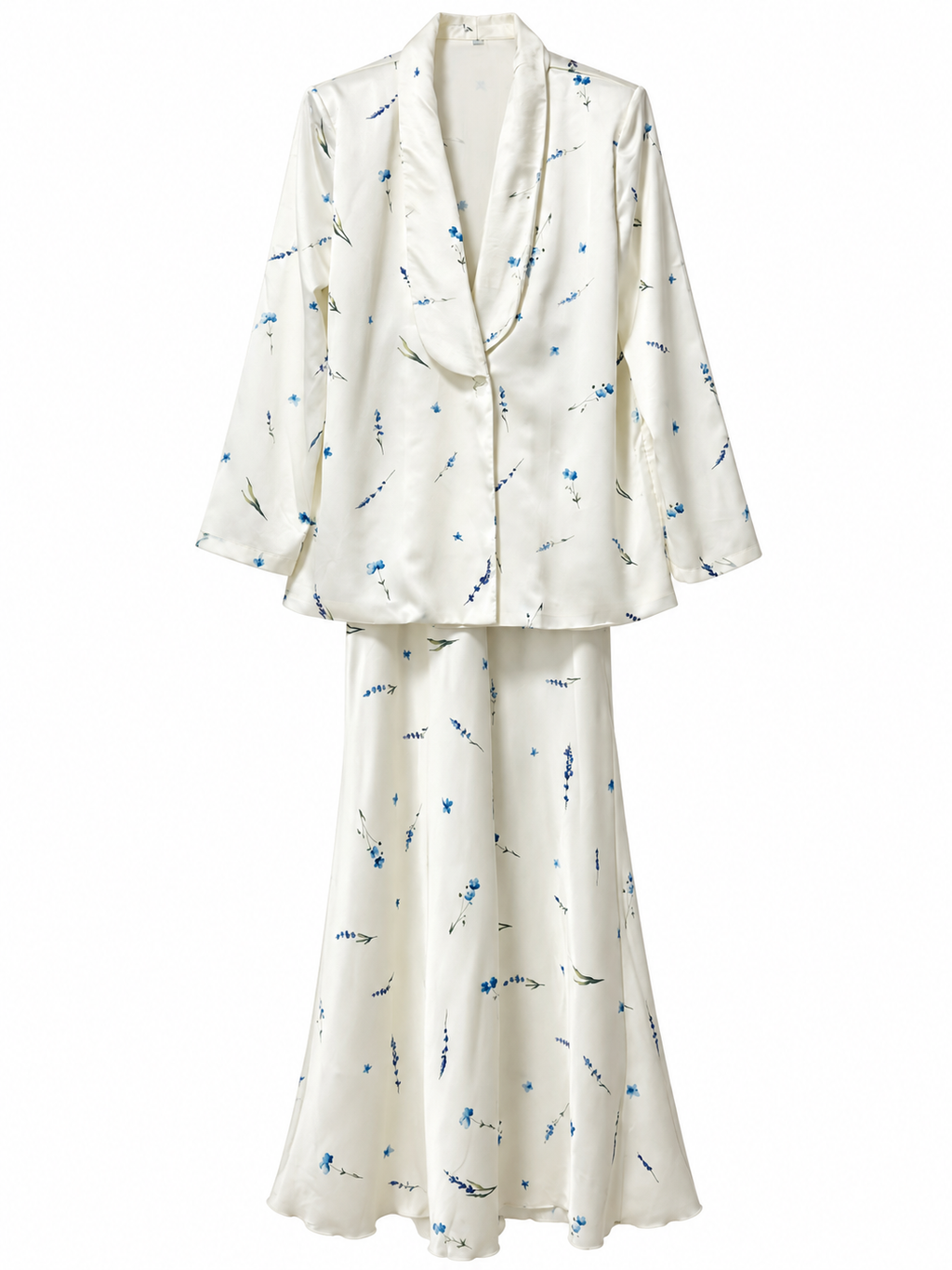 Floral Satin Jacket & Skirt Set