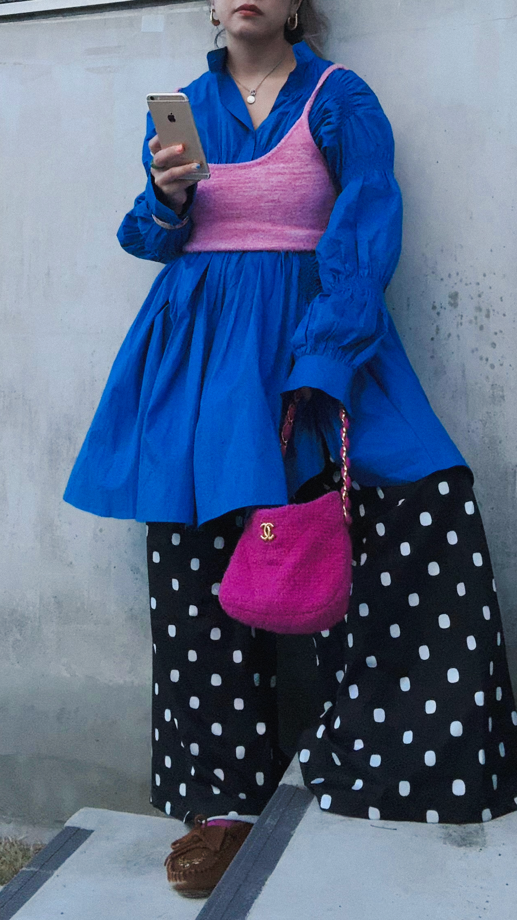 アシンメトリーシャーリング シャツドレス